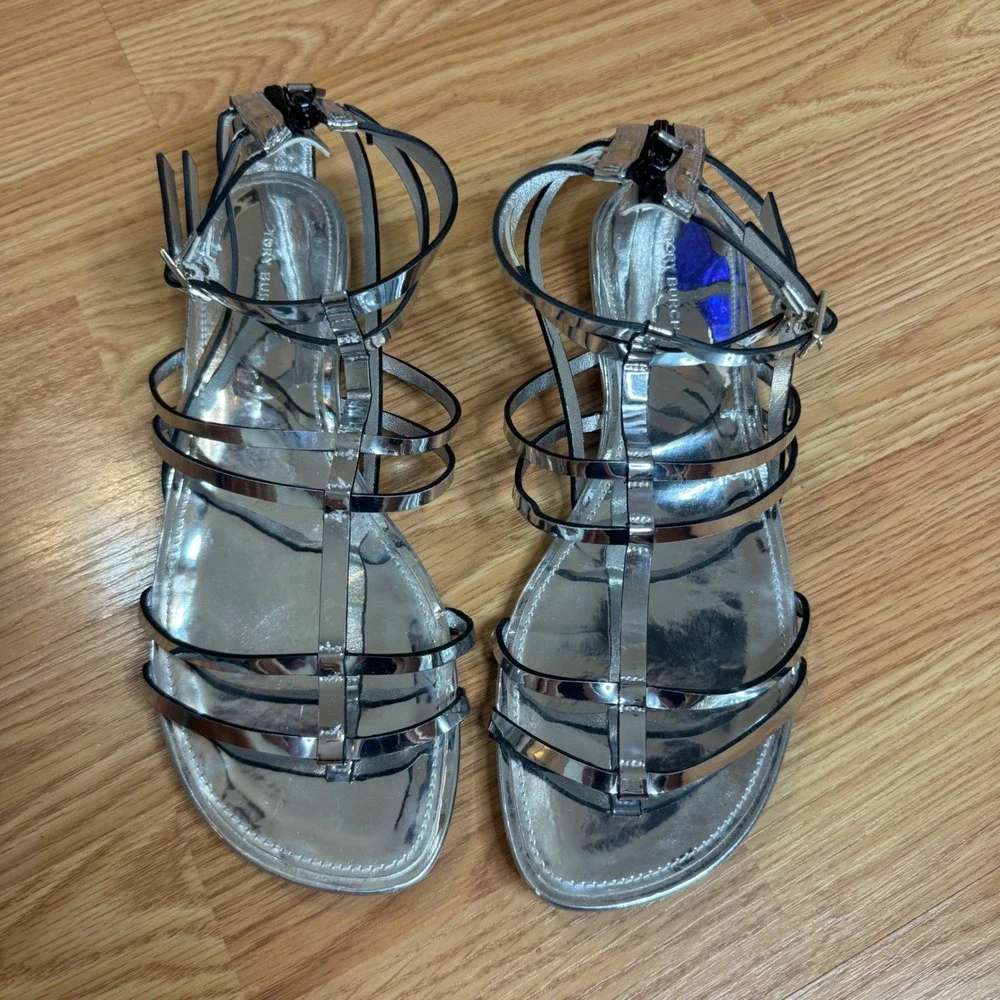 Tory Burch Women's Capri Gladiator Metallic Silver Sandals Size 9M